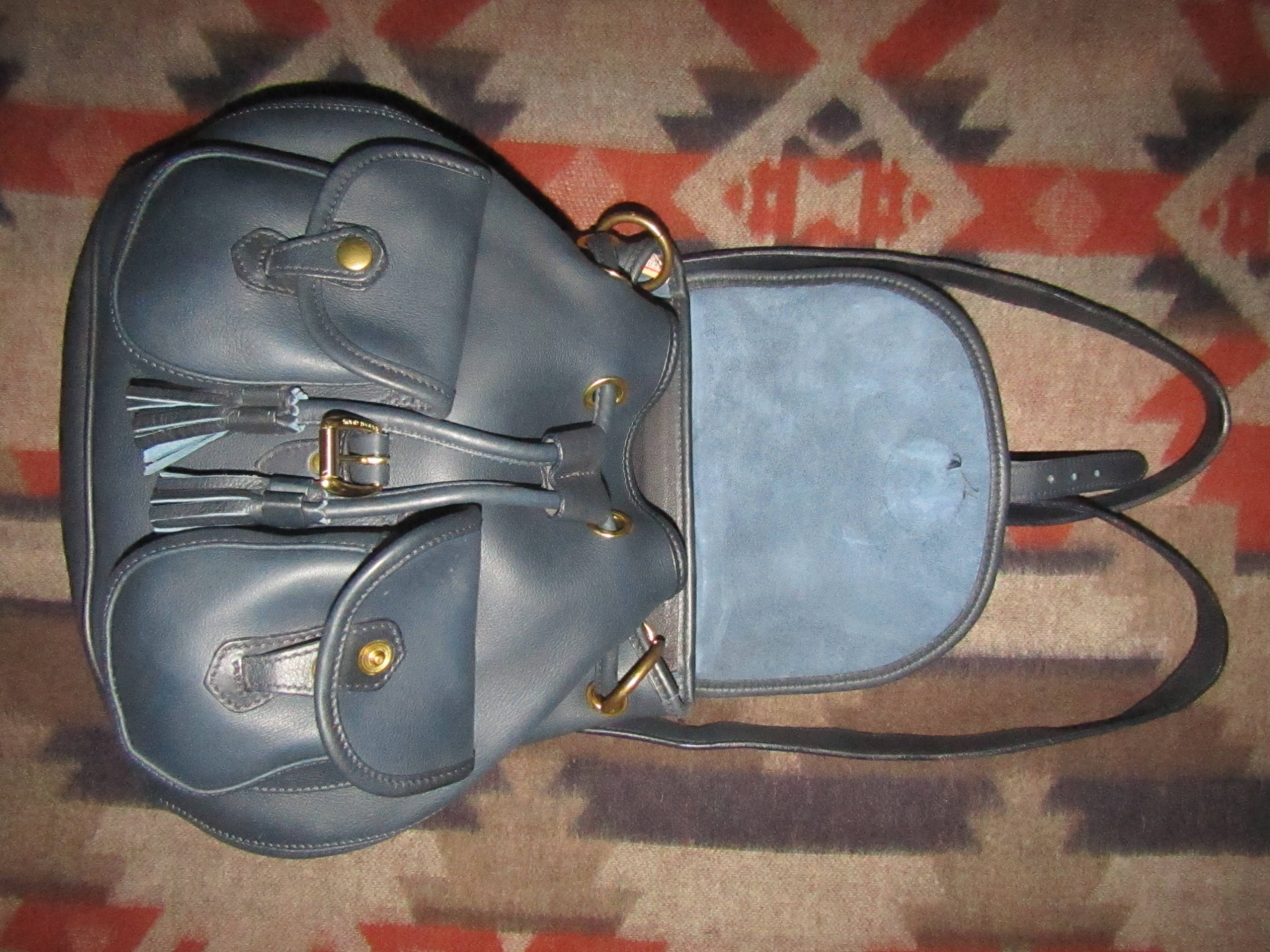 Dooney & Bourke Blue Leather Backpack. New Dooney & Bourke Parasole Cadet Blue Small Backpack - Etsy main image 2
