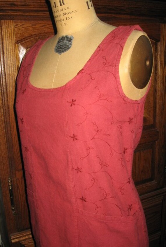 Two Star Dog~Hemp~Cotton~Embroidered~Tank~ Dress~… - image 1