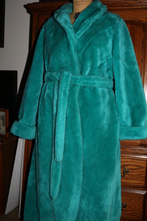 Faux Fur Robe ~ Turquoise ~ Sears ~ XL 16-18 Wome… - image 4