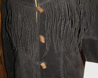 Scully ~ Jacket ~ Black ~ Twisted 8" Fringe ~ Suede ~ Western  ~ Vintage ~ Recycled ~ New Old Stock ~ Women's Size M