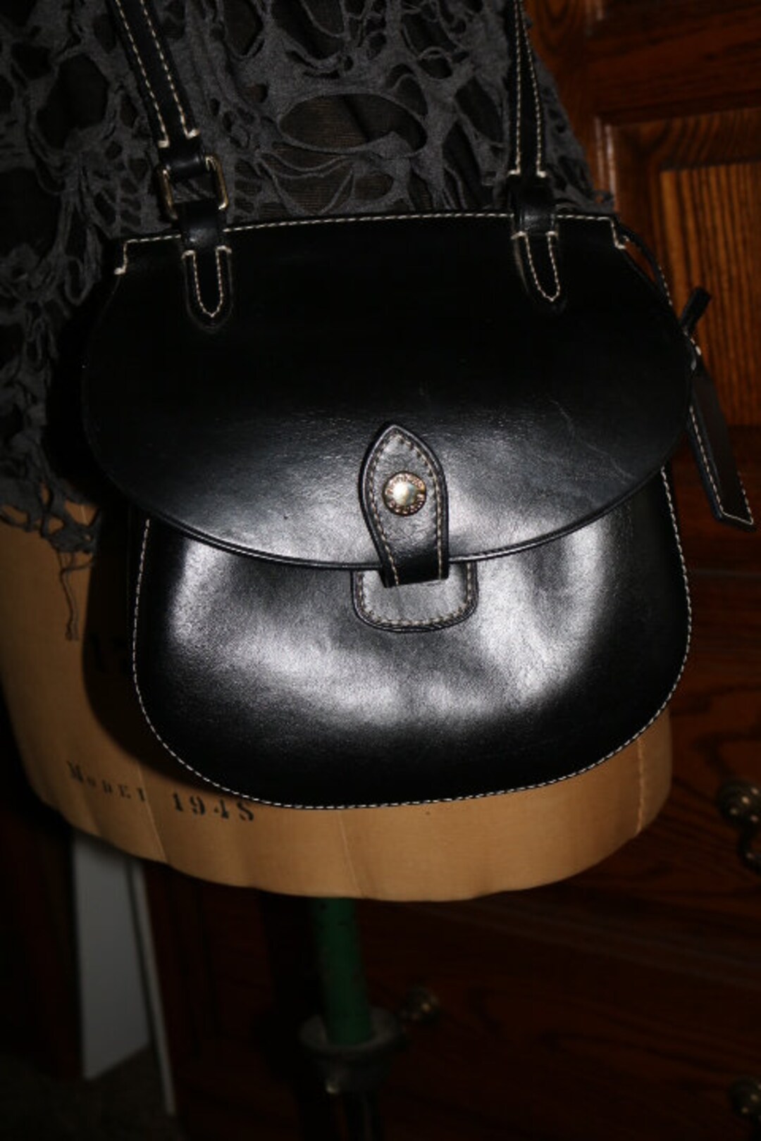 Dooney & Bourke Saddle Bag Cross Body Black Leather Etsy