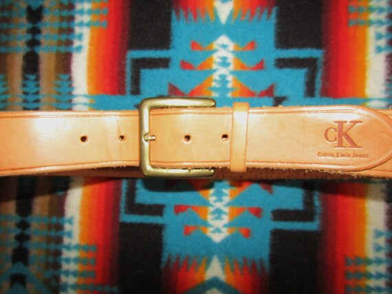 Vintage Calvin Klein Tan Leather Belt s-l400.jpg main image 4