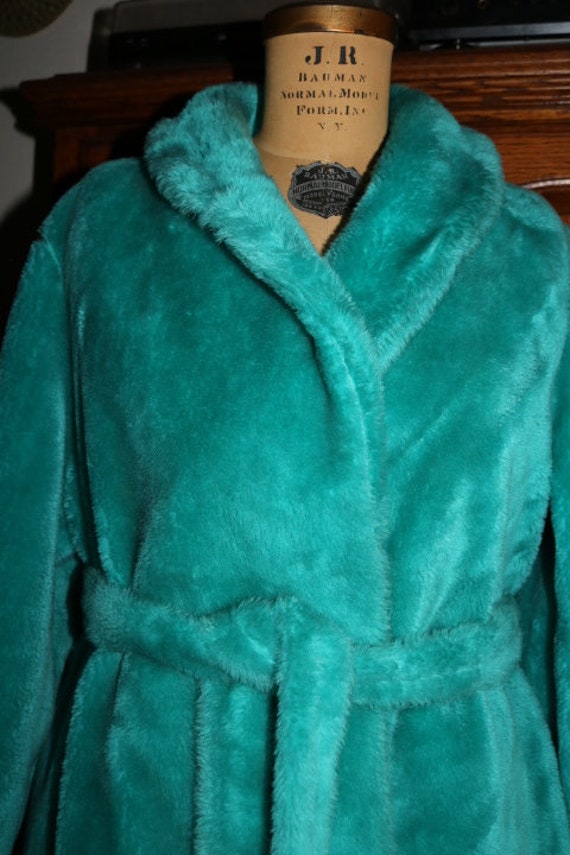 Faux Fur Robe ~ Turquoise ~ Sears ~ XL 16-18 Wome… - image 1