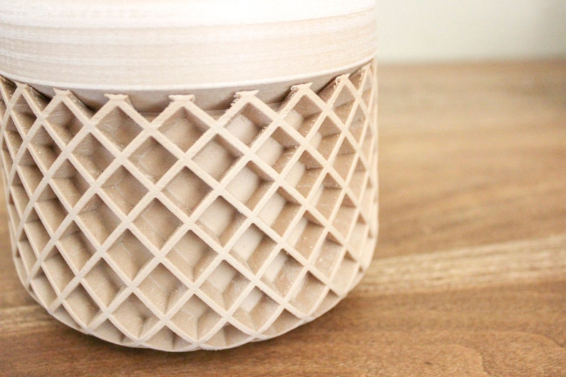 Geometric Wood 3D Printed Planter Self Watering Indoor Plant Pot image 4