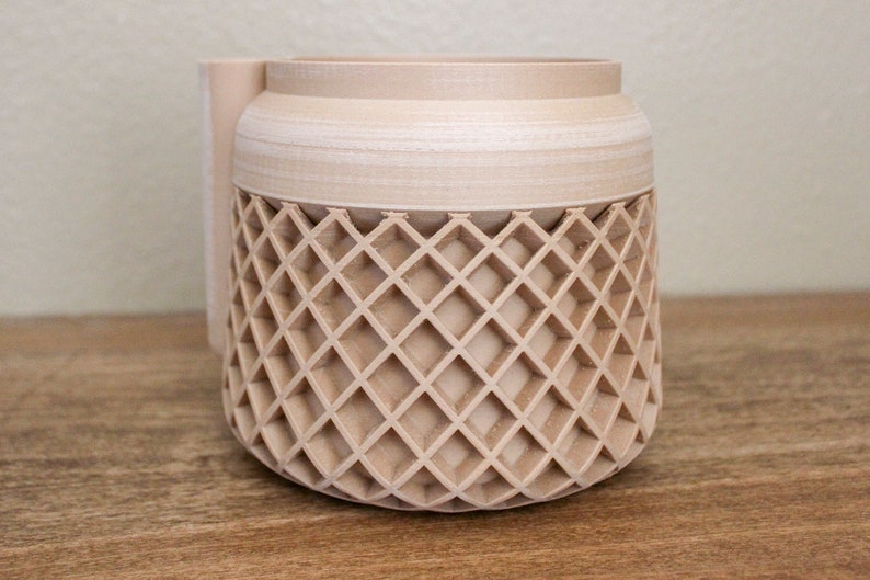 Geometric Wood 3D Printed Planter Self Watering Indoor Plant Pot image 2