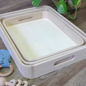 Unfinished Rounded Corner Wood Trays - Great for Montessori, Waldorf, Gifts, Display, Crafts