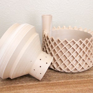 Geometric Wood 3D Printed Planter Self Watering Indoor Plant Pot image 3