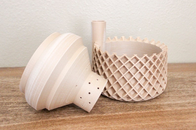 Geometric Wood 3D Printed Planter Self Watering Indoor Plant Pot image 3