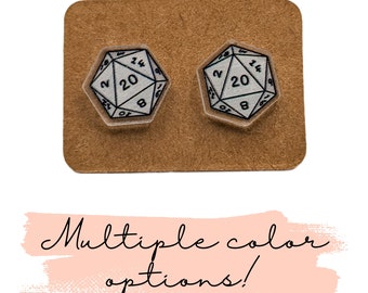 D20 Dice - D&D or RPG Cute Stud Earrings