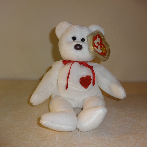 Ty VALENTINO Beanie Baby with Error Name Tush Tag- Says PEACE, Valentine's Day