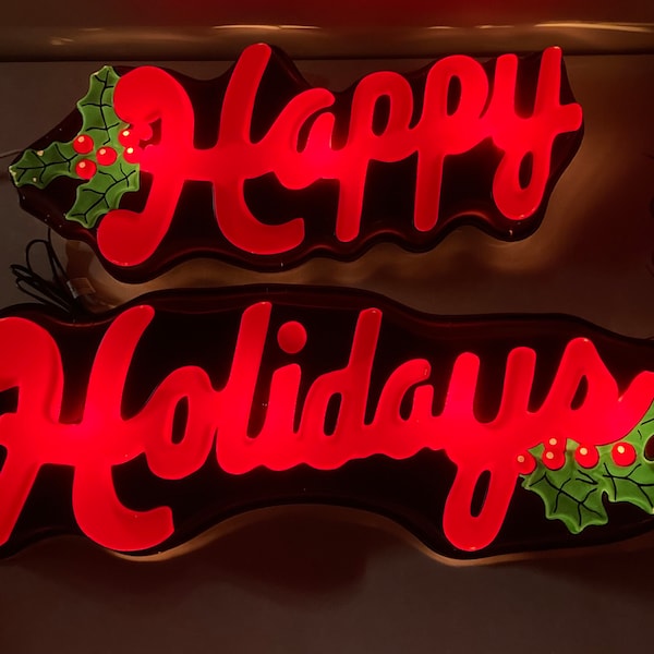 Happy Holidays Light up Sign - Etsy