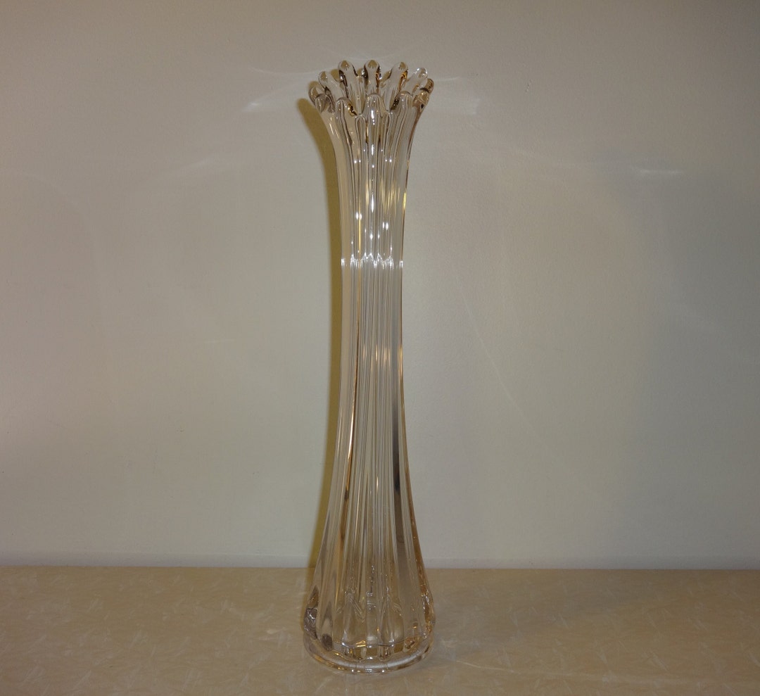 Vintage Clear Glass Stretch Swung Vase 13 1/4 Tall 12 Etsy