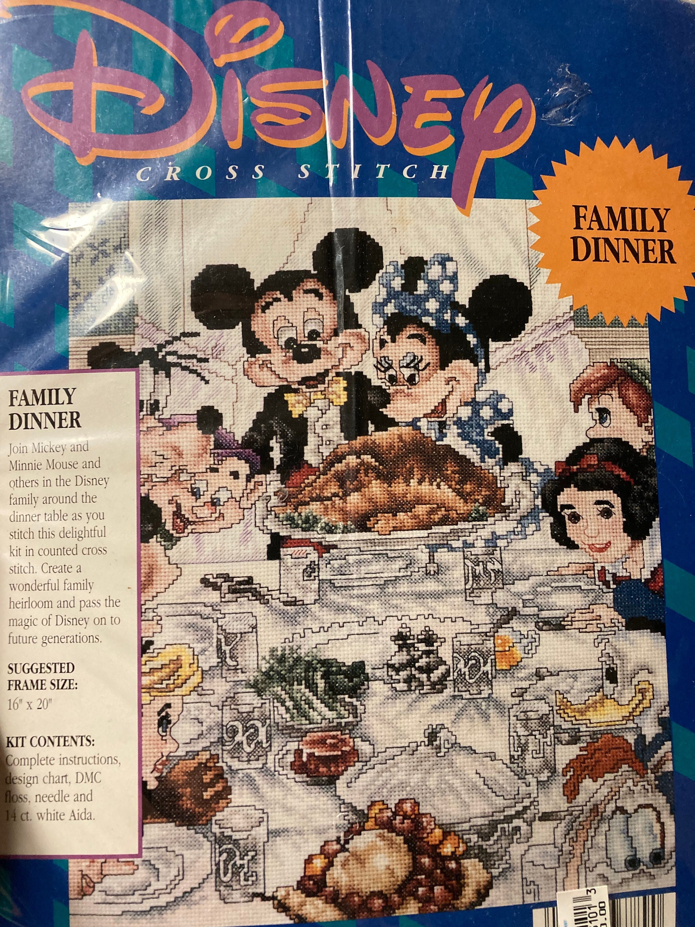 1990s Disney Family Dinner Cross Stitch Kit, Opened, Unused