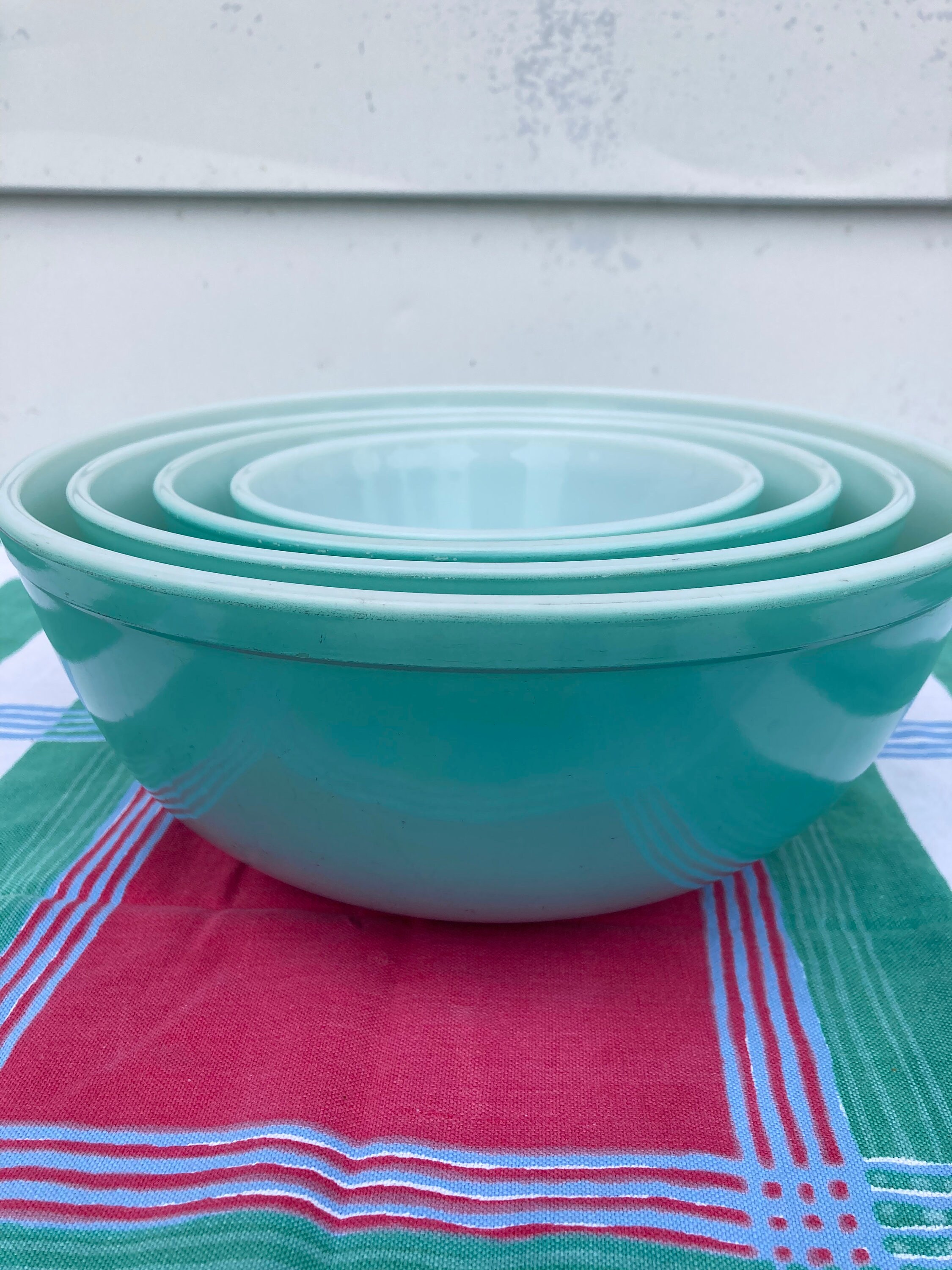 Vintage Complete Pyrex Robins Egg Blue Turquoise Mixing Bowl Set