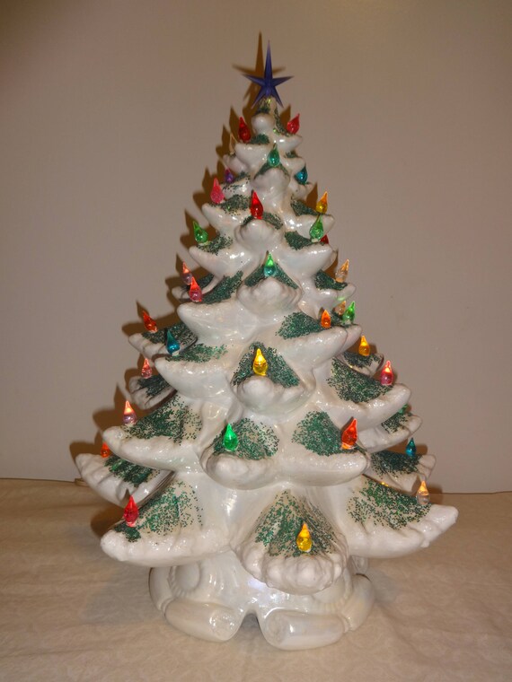 large 17 5 vintage ceramic christmas tree with multi etsy vintage ceramic christmas tree white