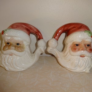 Vintage 1997 CM Santa Face Salt and Pepper Shakers with Stoppers