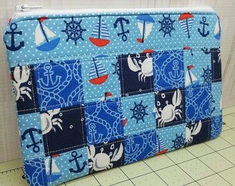 Nautical Zippered Patchwork Pouch