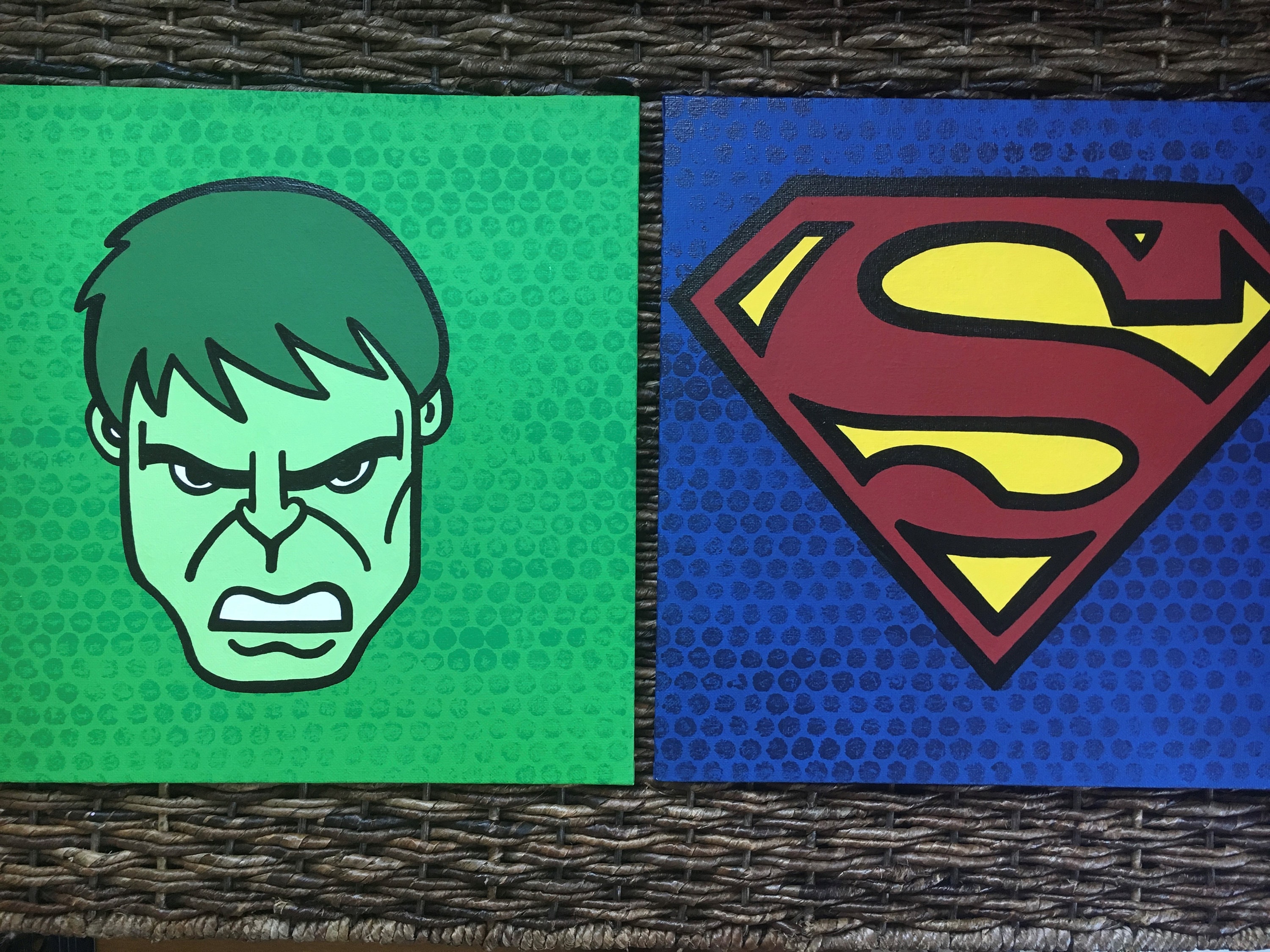 Superhero Canvas, Super Hero Wall Art, Handpainted Superhero Art Etsy