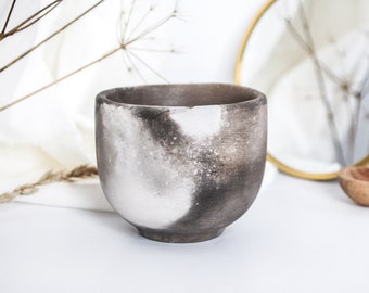 Stoneware Cup for Tea Coffee Rituals, Ceramic Matte Drinkware for Minimalists, Handmade Unique earth tone small mug pottery | 4 oz - 120 ml