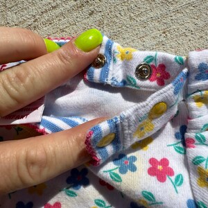 90s Gymboree Bold Primary Color Floral One Piece snap bottom hem ruffles INFANT image 6