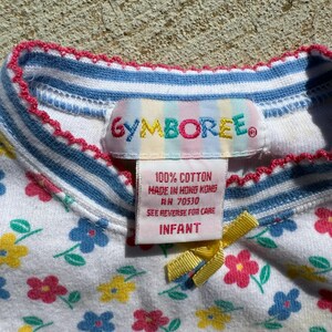 90s Gymboree Bold Primary Color Floral One Piece snap bottom hem ruffles INFANT image 3