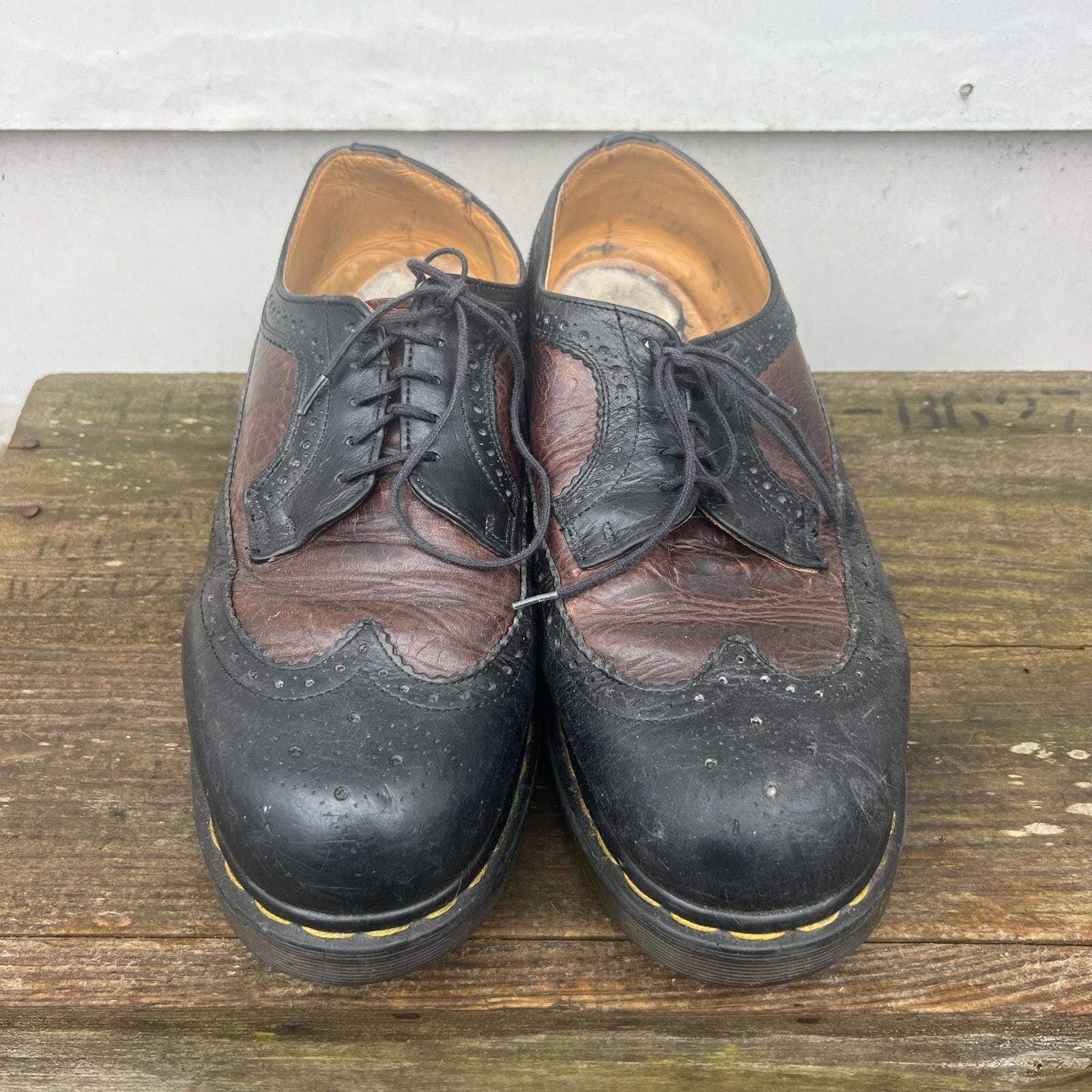 Doc Dr Martens Black Brown Oxford Brogue Chunk Platform Shoes Made in England 10 Doc Dr Martens Black Brown Oxford Brogue Chunk Platform  main image 3