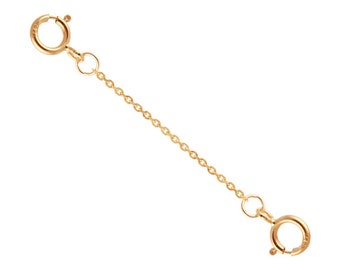 14k Solid Rose Gold 1mm Cable Chain Extender 1" to 10" Spring Ring At Each End