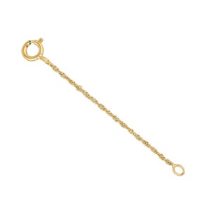 14k Solid Yellow Gold 1.5mm Italian Diamond Cut Rope Chain Extender 1 to  10