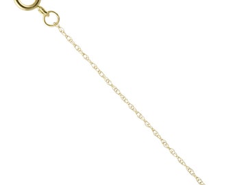 14k Solid Yellow Gold 0.9mm Rope Chain Extender avec anneau de ressort de 4mm 1 « à 10 »