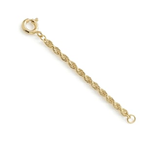 14k Solid Yellow Gold 1.5mm Italian Diamond Cut Rope Chain Extender 1" to 10"