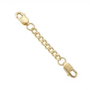 14k Solid Yellow Gold 2mm Curb Cuban Chain Extender 1" to 5" Lobster Clasp At Each End image 1
