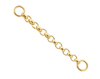 Jump Ring At Each End, 14k Solid Yellow Gold 1.5mm Rolo Chain Extender 1" to 10"