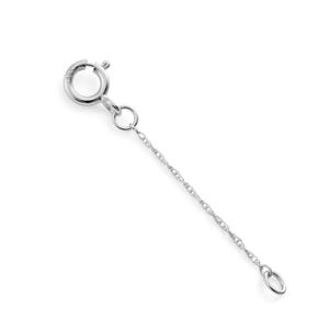 14k Solid White Gold 0.9mm Rope Chain Extender Spring Ring 1" to 10"
