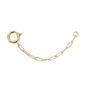 14k Solid Yellow Gold 1.5mm Thin Paper Clip Chain Extender 1" to 10"