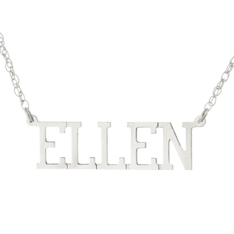 14k White Gold Clad 925 Sterling Silver Personalized Custom Made Any Nameplate Pendant Necklace Ellen Style