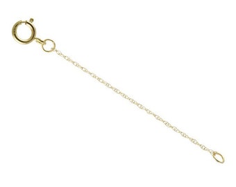14k Solid Yellow Gold 0.9mm Rope Chain Extender With 4mm Spring Ring 1&quot; to 10&quot;