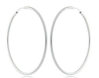 925 Sterling Silver Endless Hoop Earrings 12mm 18mm 21mm 25mm 33mm 38mm 45mm 55mm 63mm 70mm 76mm 83mm 89mm 95mm 102mm