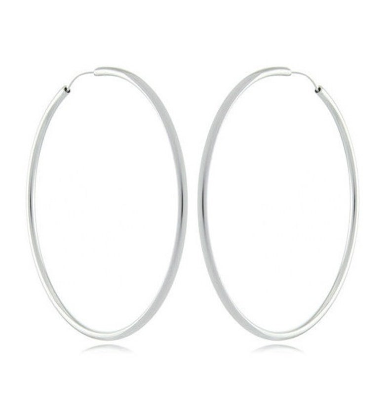 925 Sterling Silver Endless Hoop Earrings 12mm 18mm 21mm 25mm 33mm 38mm 45mm 55mm 63mm 70mm 76mm 83mm 89mm 95mm 102mm image 1