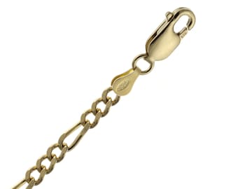 4.7mm Diamond Cut Figaro Chain Necklace, Bracelet, Anklet in 14k Yellow Gold Over 925 Sterling Silver 7"- 36"