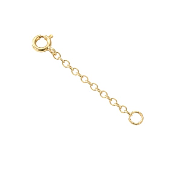 14k Solid Yellow Gold 1.5mm Flat Cable Chain Extender Spring Ring 1" to 10"