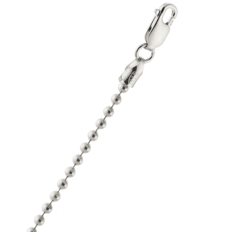 Anklet in 14k White Gold Over 925 Sterling Silver 7-36 Bracelet 2.0mm Round Bead Chain Necklace