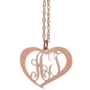 Heart w 2 Initials Sterling Silver Personalized Any Name Plate Pendant Necklace - Monogram Necklace - Nameplate Necklace