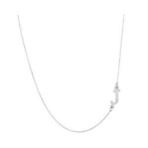 925 Sterling Silver Personalized Sideways Initial Necklace A to Z  - Nameplate Necklace - Initial Necklace