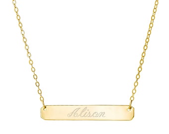 14k Yellow Gold Over 925 Sterling Silver Personalized Engraved Any Name NameBar Pendant