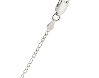 2.3mm Diamond Cut Figaro Chain Necklace, Bracelet, Anklet in 14k White Gold Over 925 Sterling Silver 7"- 36"