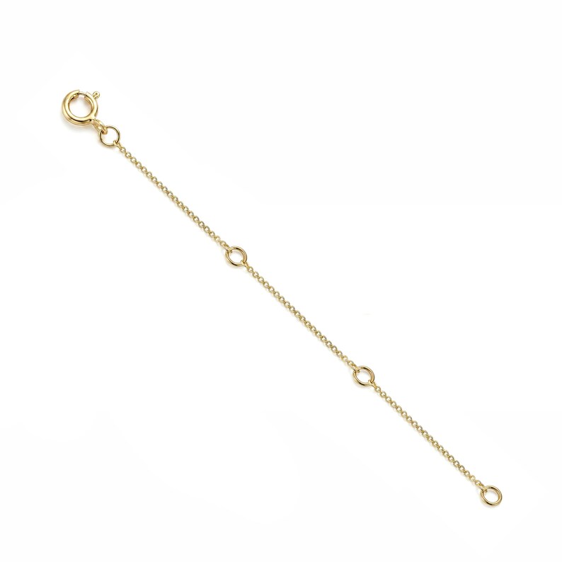 14k Solid Yellow Gold 1mm Cable Chain Extender With additional Jump rings 1" 2" 3" image 4