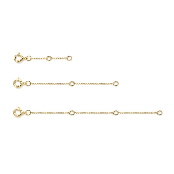 14k Solid Yellow Gold 1mm Cable Chain Extender With additional Jump rings 1" 2" 3"