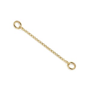 Jump Ring At Each End, 14k Solid Yellow Gold 1mm Cable Chain Extender 1" to 10"