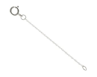 14k Solid White Gold 0.9mm Rope Chain Extender With 4mm Spring Ring 1&quot; to 10&quot;