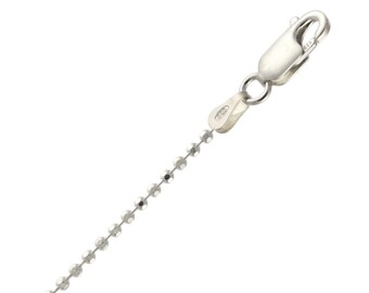 1.8mm Diamond Cut Bead Chain Necklace, Bracelet, Anklet in 925 Sterling Silver 7"- 36"